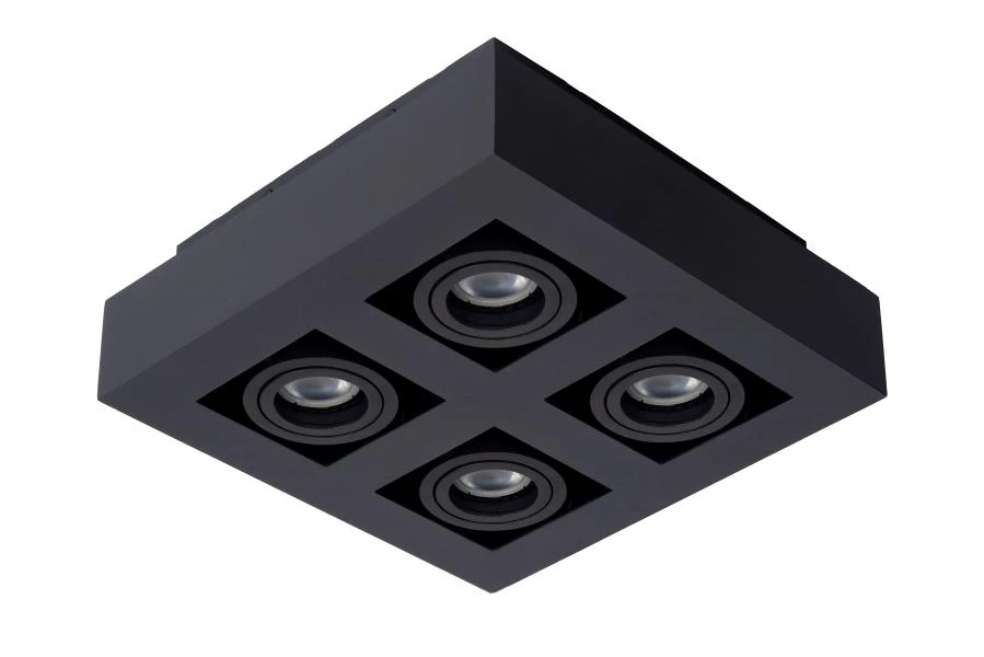 Lucide Lucide XIRAX - Plafondspot - LED Dim To Warm - GU10 - 4x5W 2200K/3000K - Zwart