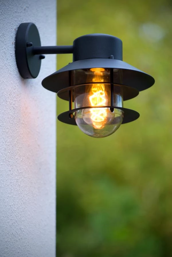Lucide Lucide ZICO - Wandlamp Binnen/Buiten - 1xE27 - IP44 - Zwart