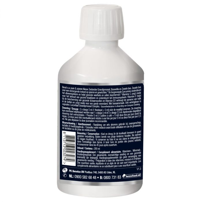 Lucovitaal Groenlipmossel Vloeibaar 200 Ml (THT 09-2025)