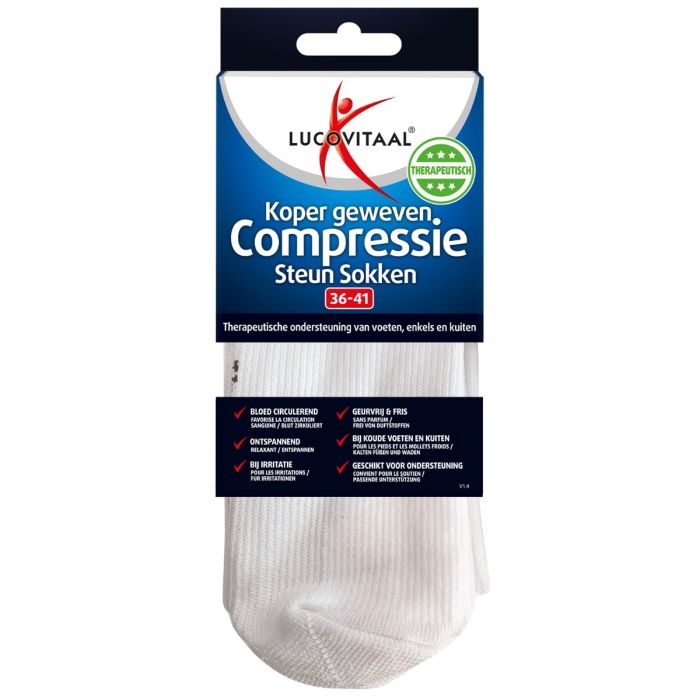 Lucovitaal Koper Geweven Compressie Steun Kousen (Wit)
