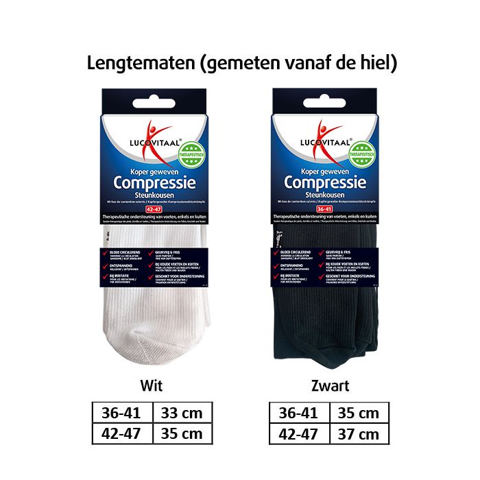 Lucovitaal Koper Geweven Compressie Steun Kousen (Wit)