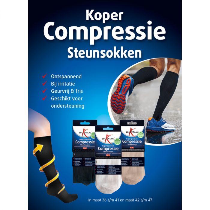 Lucovitaal Koper Geweven Compressie Steun Kousen (Wit)