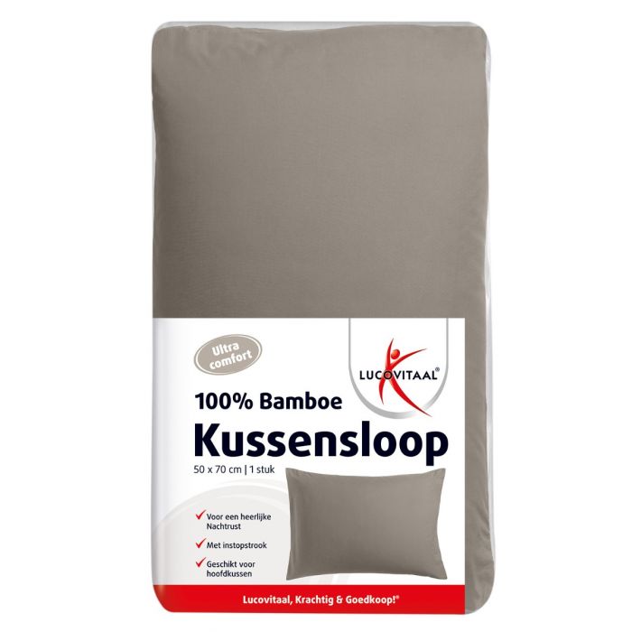 lucovitaal 100% Bamboe Kussensloop Taupe 50 x 70 cm
