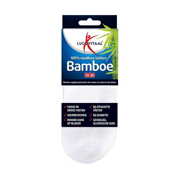 Lucovitaal Bamboe Enkelsok Wit 3 Paar