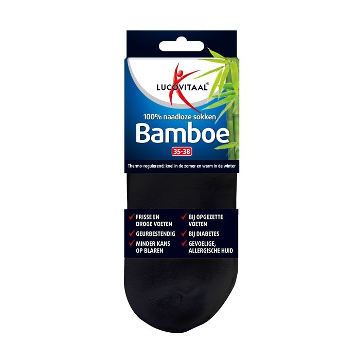 Lucovitaal Bamboe Enkelsok Zwart 3 Paar
