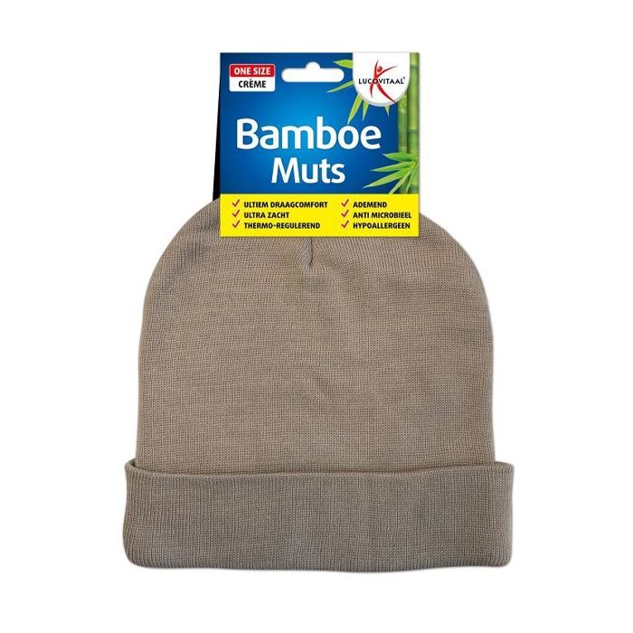 Lucovitaal Bamboe Muts 1 Stuk (ZWART OF BEIGE)