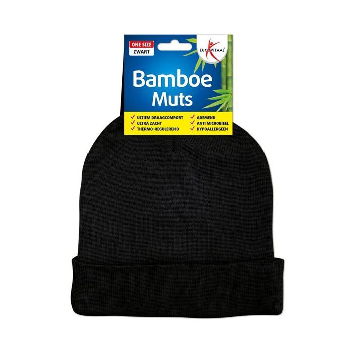 lucovitaal Bamboe Muts 1 stuk (ZWART OF BEIGE)