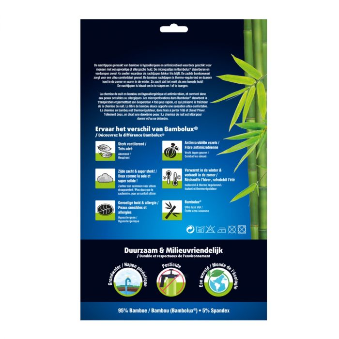 Lucovitaal Bamboe Nachtjapon Zwart Lange Mouw