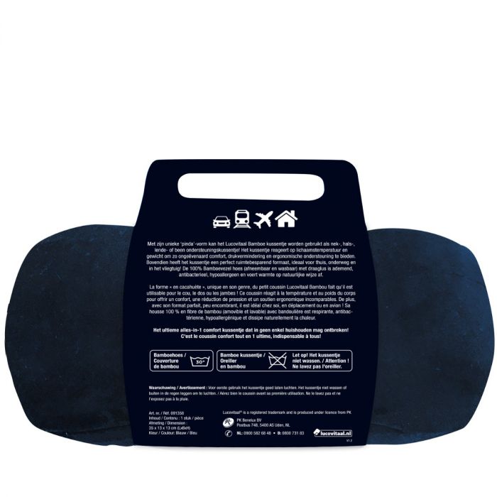 Lucovitaal Bamboe Pinda Kussentje (BLAUW)