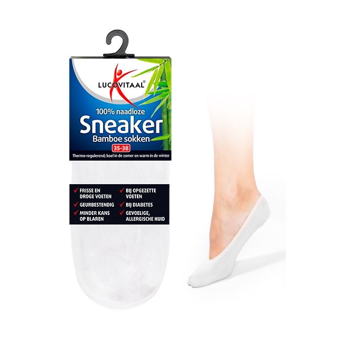 lucovitaal Bamboe Sneakersok Wit 3 paar