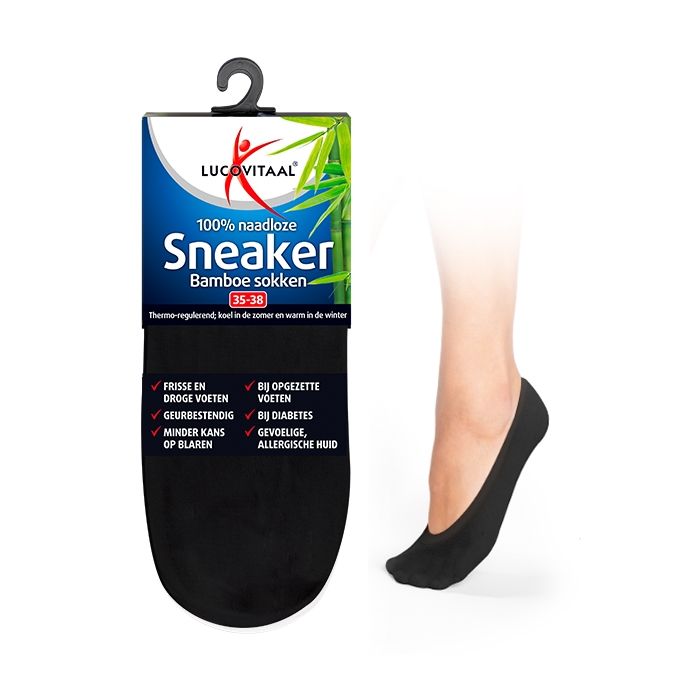 lucovitaal Bamboe Sneakersok Zwart 3 paar