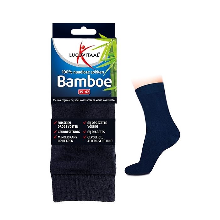 Lucovitaal Bamboe Sokken Lang Blauw 3 Paar