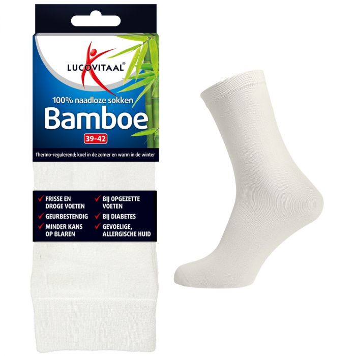 Lucovitaal Bamboe Sokken Lang Wit 3 Stuks