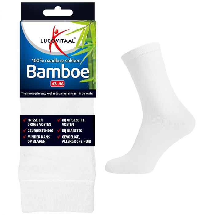 lucovitaal Bamboe Sokken Lang Wit 3 stuks