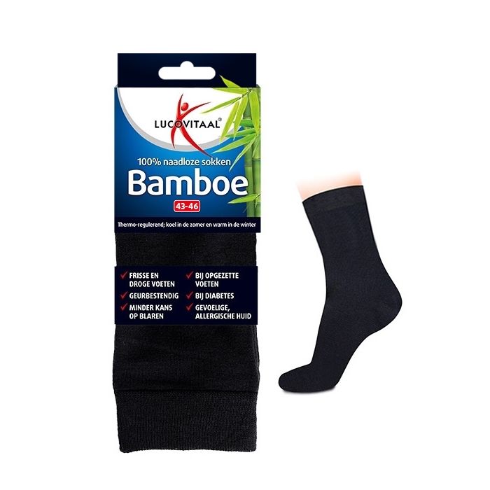 Lucovitaal Bamboe Sokken Lang Zwart 3 Paar