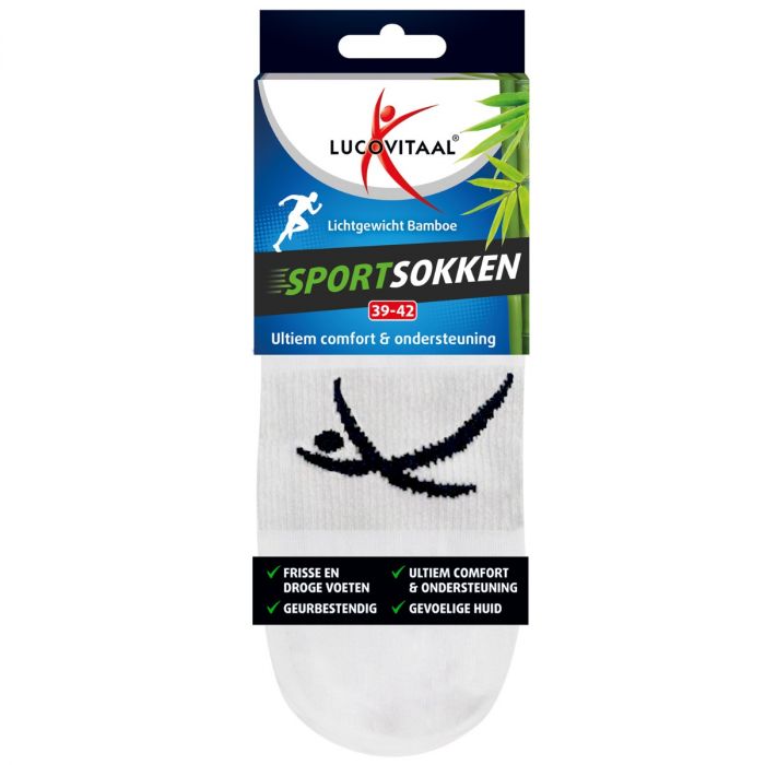 Lucovitaal Bamboe Witte Sportsokken 3 Paar