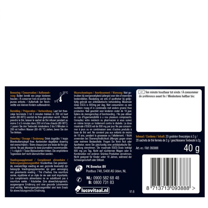 Lucovitaal Bloedsuikerspiegel Thee 20 Zakjes