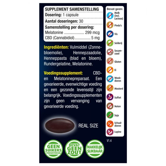 Lucovitaal Melatonine CBD 5 Mg 30 Capsules
