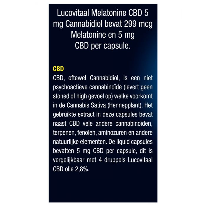 Lucovitaal Melatonine CBD 5 Mg 30 Capsules