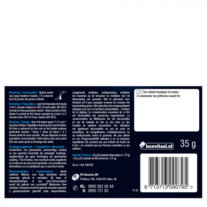 Lucovitaal Melatonine Thee 20 Zakjes