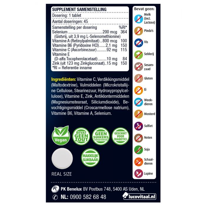 Lucovitaal Selenium Zink 45 Tabletten