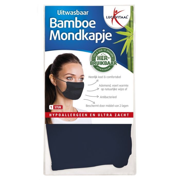 lucovitaal Uitwasbaar Bamboe Mondkapje (BLAUW)