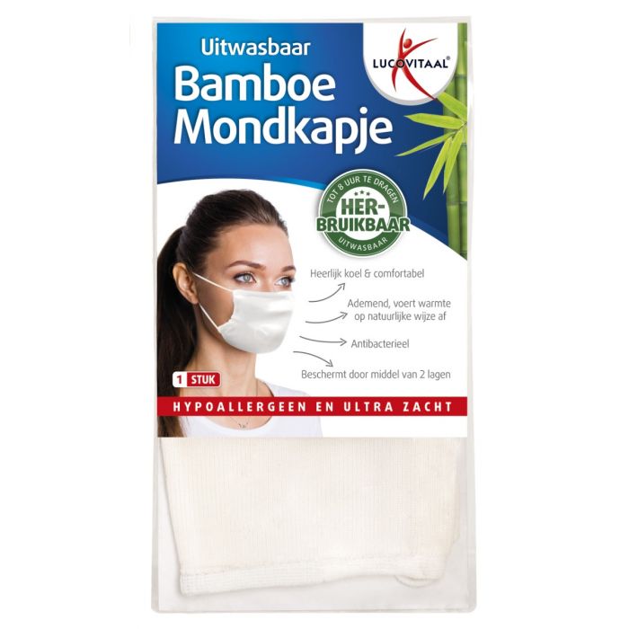 lucovitaal Uitwasbaar Bamboe Mondkapje (WIT)