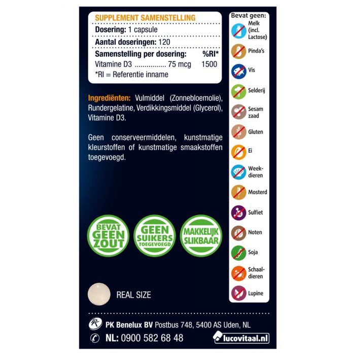 Lucovitaal Vitamine D3 75 Mcg 120 Capsules