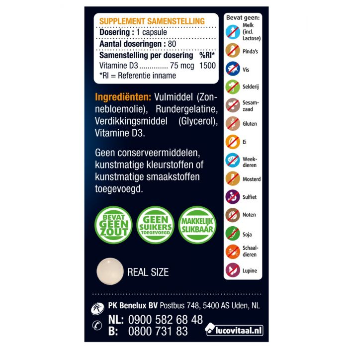 Lucovitaal Vitamine D3 75 Mcg 80 Capsules