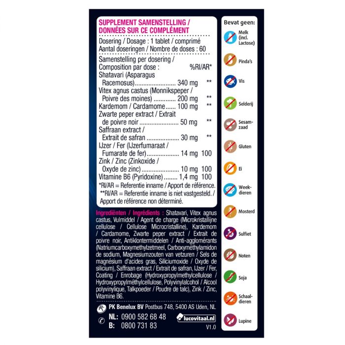 Lucovitaal Vrouw Hormoonhuishouding 60 Tabletten