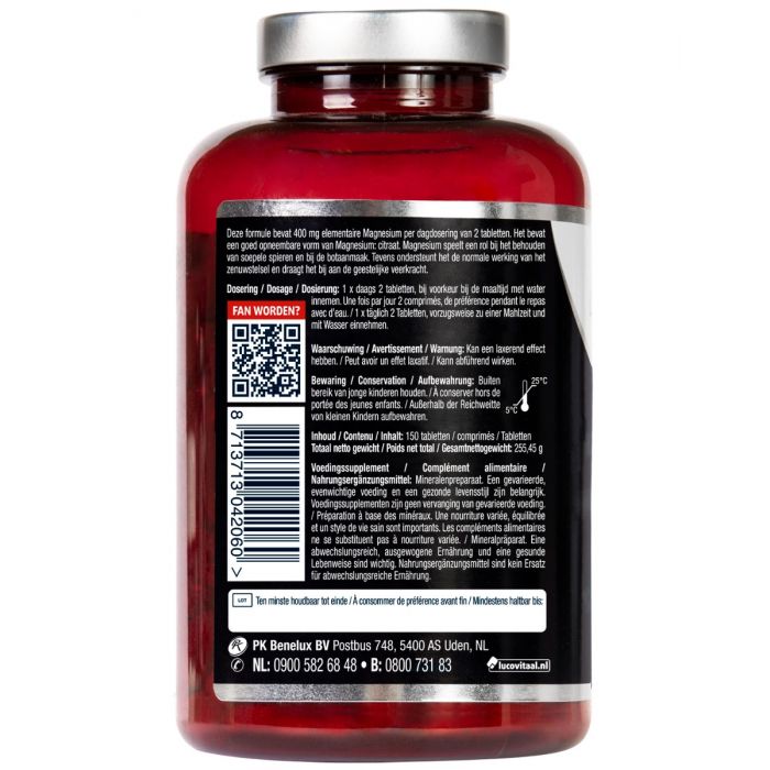 Lucovitaal Magnesium Citraat Tabletten 400 Mg 150 Tabletten MAXI POT