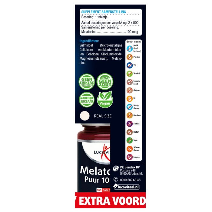 Lucovitaal Melatonine Puur 100 Mcg Duopack 2x 500 Tabletten