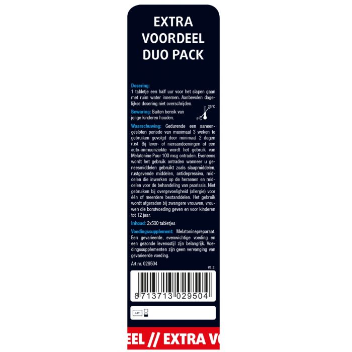 Lucovitaal Melatonine Puur 100 Mcg Duopack 2x 500 Tabletten