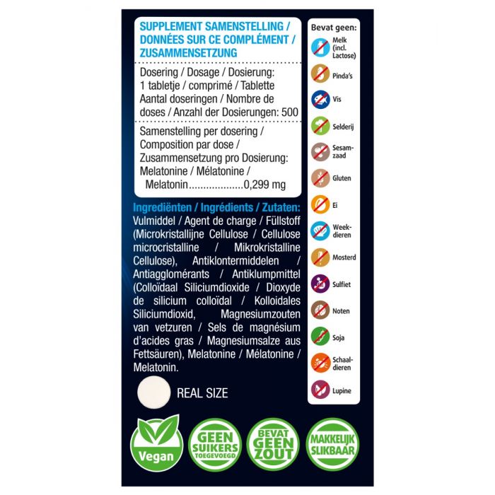 Lucovitaal Melatonine Tabletjes 299 Mcg 500 Tabletten