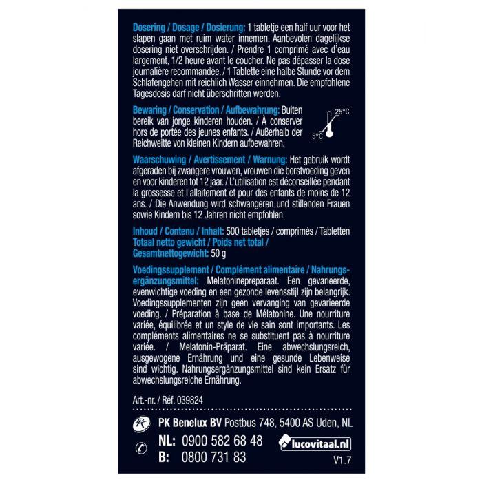 Lucovitaal Melatonine Tabletjes 299 Mcg 500 Tabletten