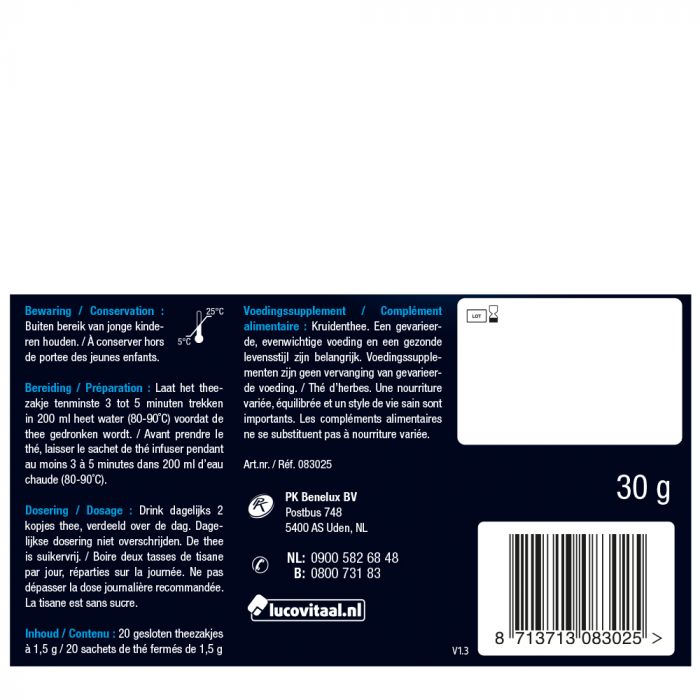 Lucovitaal Menstruatie Vrouwenmantel Thee 20 Zakjes