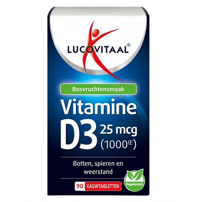 lucovitaal Vitamine D3 25 mcg (1000IE) 90 kauwtabletten (THT 12-2025)