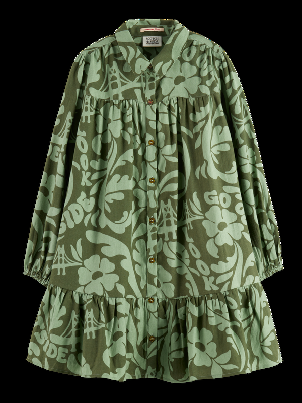 Maison Scotch ALLOVER PRINTED LIGHTWEIGHT FLANNEL SHIRT DRESS