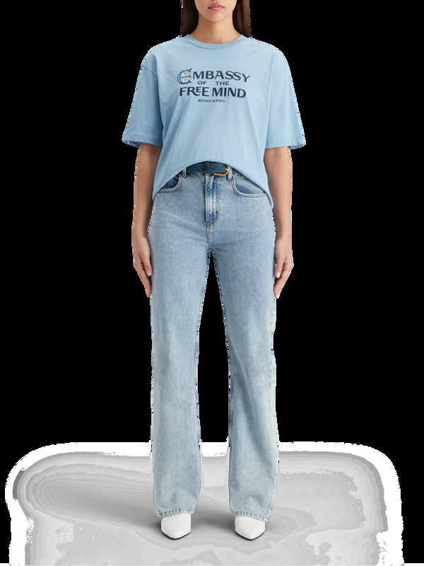 maison scotch Boyfriend-fit T-shirt met gespoten artwork