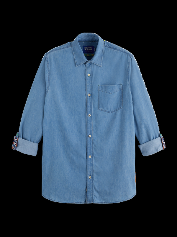 Maison Scotch Easy Lightweight Denim Shirt With Sleeve Adjusters