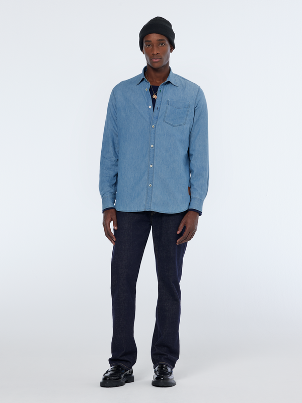 maison scotch Easy lightweight denim shirt with sleeve adjusters
