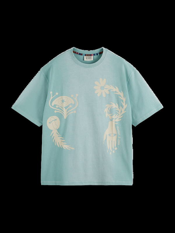 maison scotch GARMENT DYED FRONT BACK ARTWORK T-SHIRT