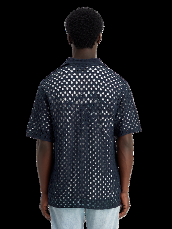 Maison Scotch Gehaakte Gebreide Polo Met Korte Mouw