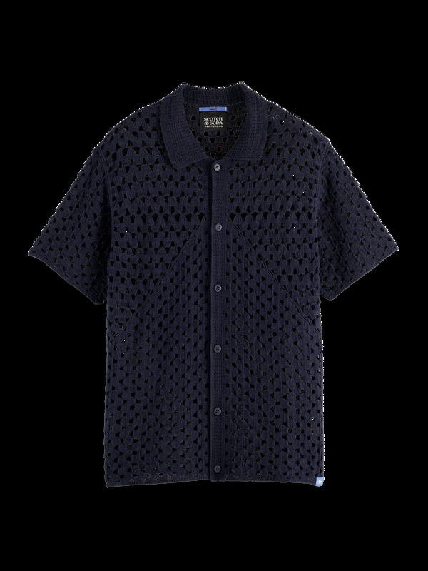 Maison Scotch Gehaakte Gebreide Polo Met Korte Mouw