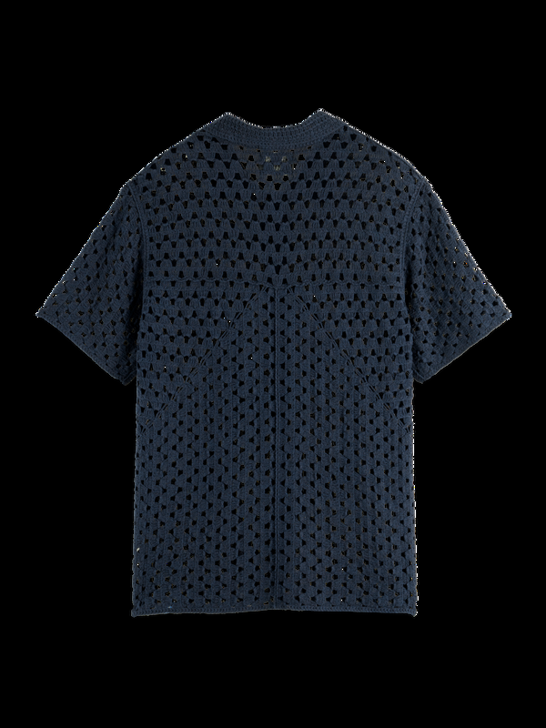 Maison Scotch Gehaakte Gebreide Polo Met Korte Mouw