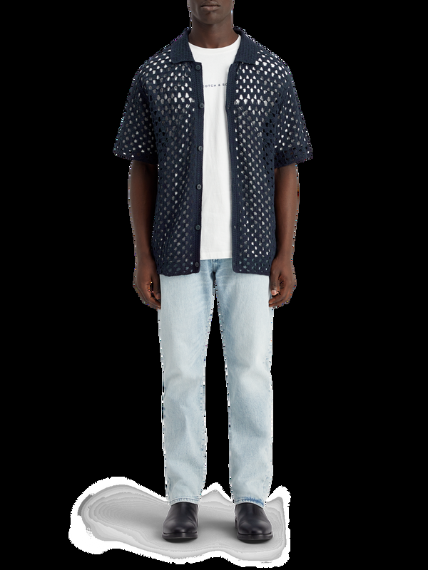 maison scotch Gehaakte gebreide polo met korte mouw