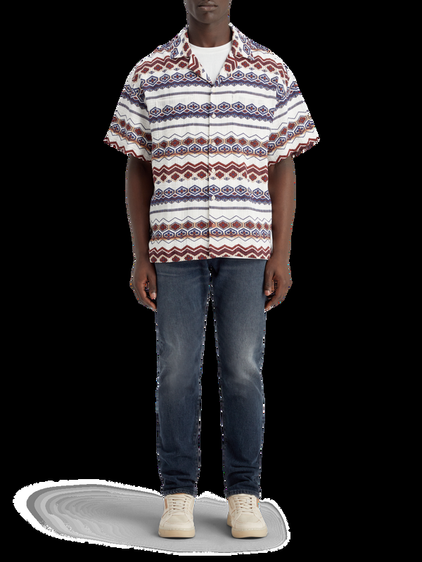 maison scotch Gestructureerd gestreept overhemd met print