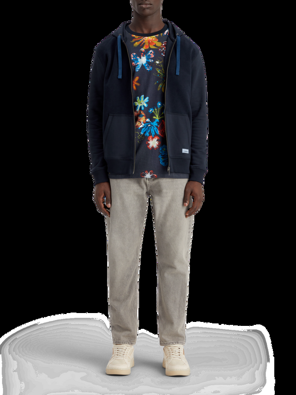 maison scotch Hoodie van omgekeerde badstof met rits