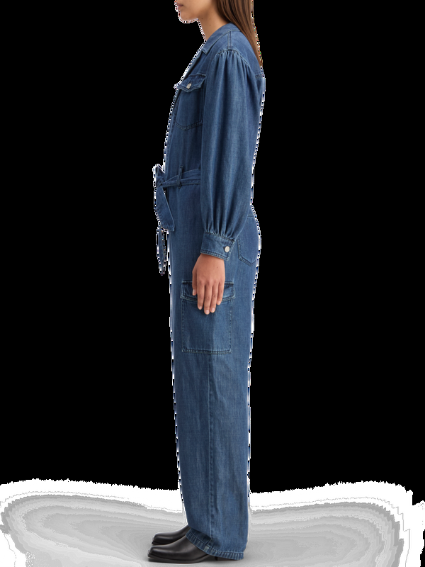Maison Scotch LIGHTWEIGHT DENIM JUMPSUIT IN DARK WASH WITH TONAL DETAILING