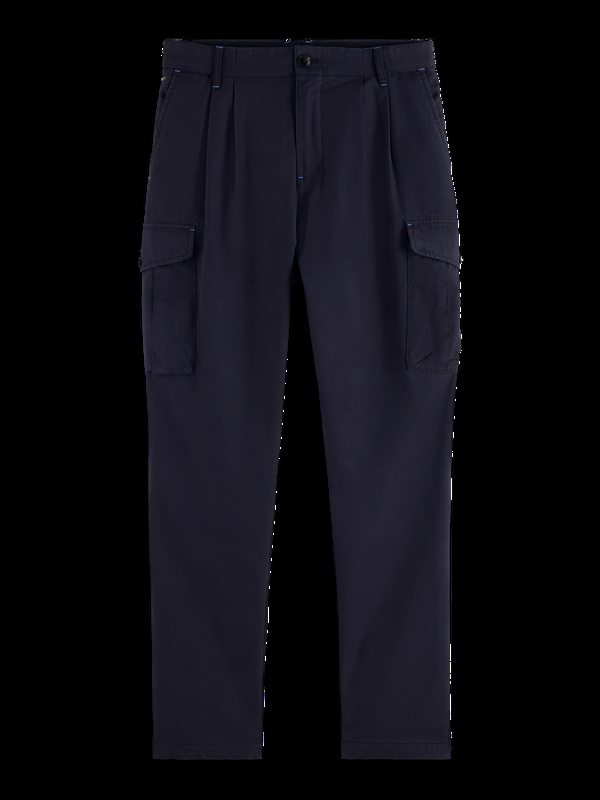 maison scotch LOOSE TAPERED PLEATED COTTON/TENCEL CARGO